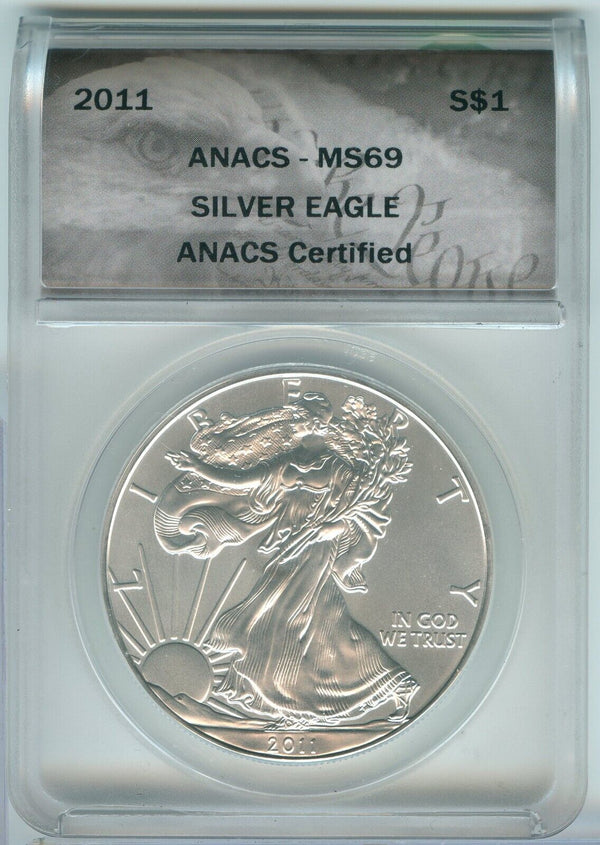 2011-P American Silver Eagle 1 oz Silver Dollar ANACS MS69 - SR45
