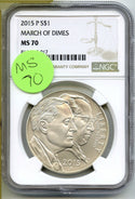 2015-P March of Dimes Silver Dollar NGC MS70 Certified $1 Coin - J421