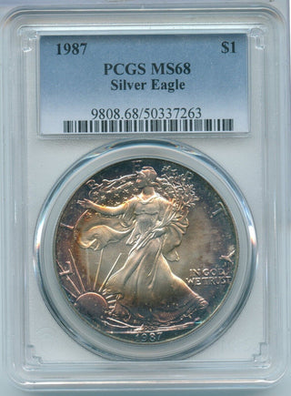 1987 American Eagle 1 oz Silver Dollar PCGS MS68 Certified Toning Toned -SR358