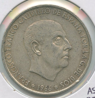 1966 Spain 100 Pesetas Silver Coin Franco - SR82
