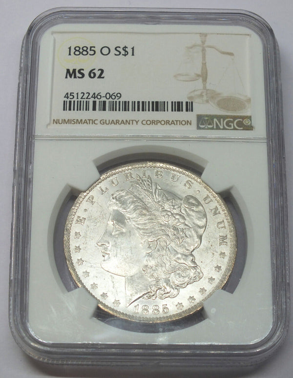 1885-O Morgan Silver Dollar NGC MS62 Certified - New Orleans Mint Toning H381