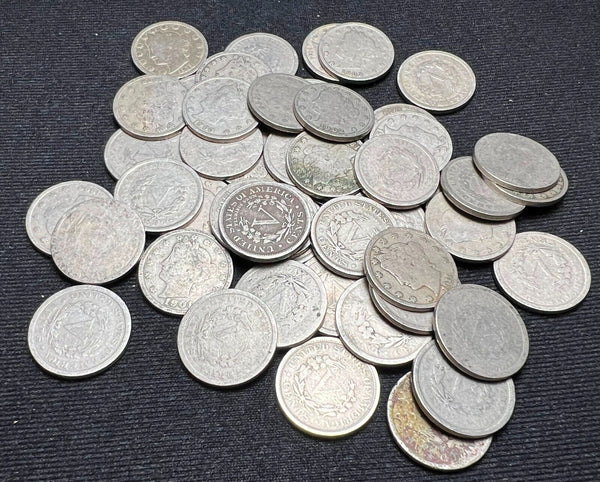 Lot Of 50 Circulated Liberty V Nickels 5c Philadelphia Mint -SS29