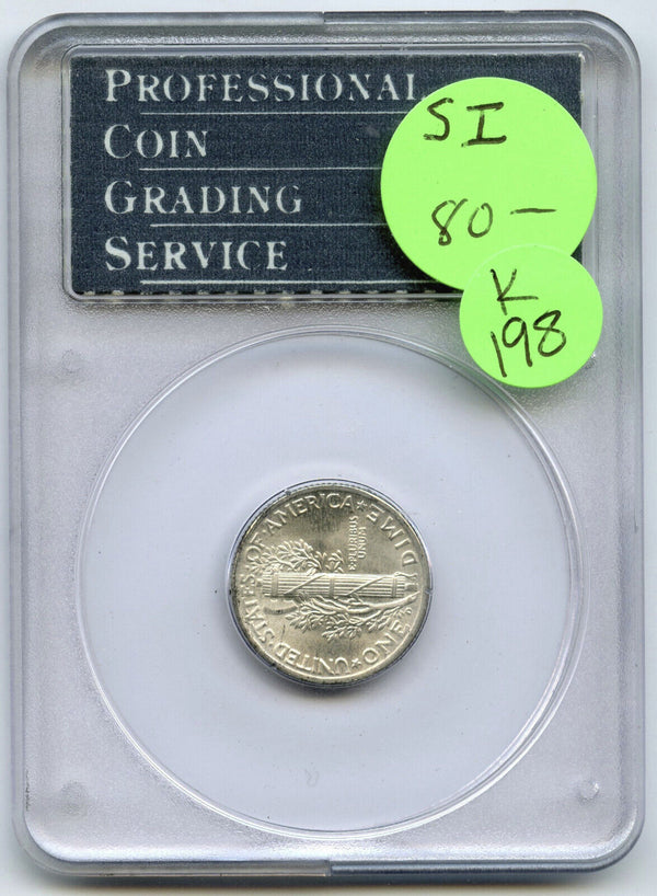 1944-D Mercury Silver Dime PCGS MS65 FB Green Label Rattler - Denver Mint - K198