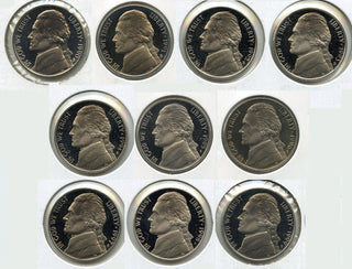 1990 - 1999-S Jefferson Nickel Proof Set Run of (10) Coins Lot Collection - H455