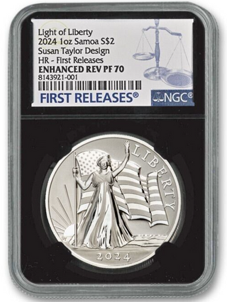 2024 Light of Liberty UHR 1 oz Silver Coin NGC PF70 Susan Taylor Samoa $2 JP719