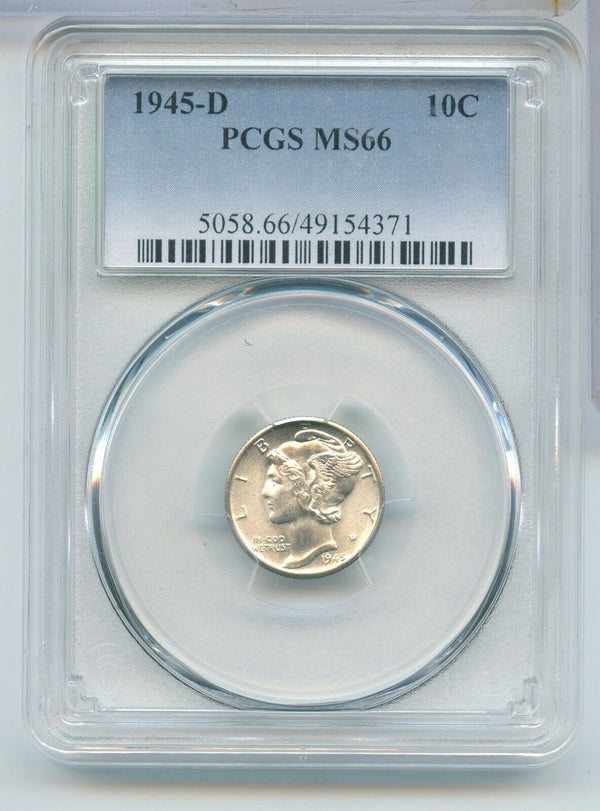 1945-D Silver Mercury Dime 10c PCGS MS66 Denver Mint - SR986