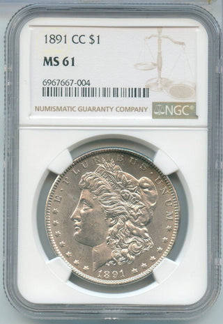 1891-CC Silver Morgan Dollar NGC MS61 Carson City Mint - SS543