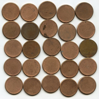 Post-1982 Lincoln Memorial Cent Penny Blank Planchet Roll of 50 Coins - J643