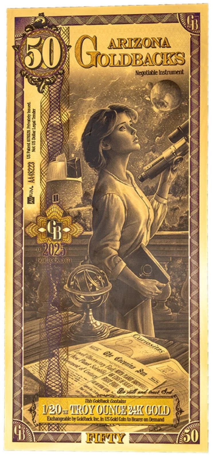 Goldbacksw 50 Arizona Goldbacks 24KT 1/20th Oz 999 Gold Foil Note Currency Bullio ...