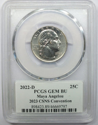 2022-D Maya Angelou Quarter PCGS Gem BU 2023 CSNS Convention Label Denver - J987