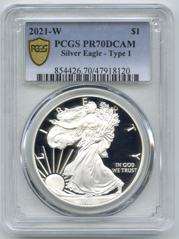 2021-W American Eagle 1 oz Proof Silver Dollar PCGS PR70 DCAM Type 1 - J509