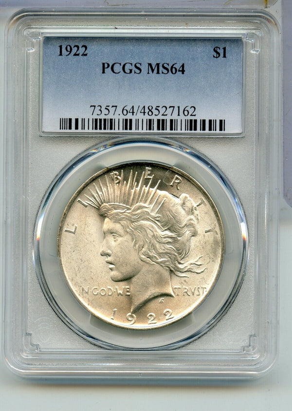 1922-P Peace Silver Dollar PCGS MS64 Philadelphia Mint - KR919
