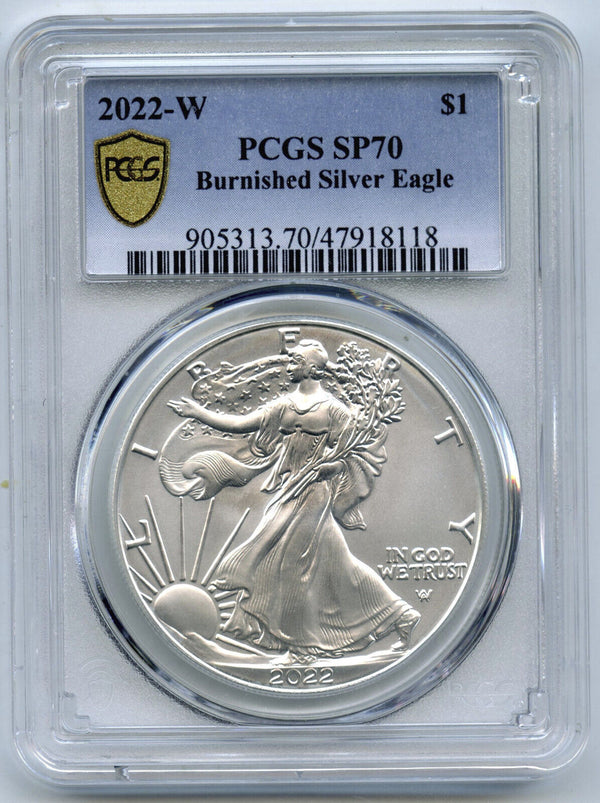 2022-W Burnished Silver Eagle 1 oz PCGS SP70 Certified - West Point Mint - J510