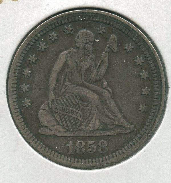 1858-P Silver Seated Liberty Quarter 25C Philadelphia Mint - SS673