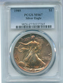 1989 American Eagle 1 oz Silver Dollar PCGS MS67 Certified Toning Toned -SR359