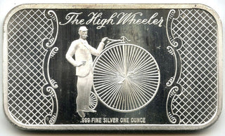 The High Wheeler 999 Silver 1 oz Art Bar Ingot Medal Madison Mint - H443