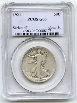 1921 Walking Liberty Silver Half Dollar PCGS G06 Certified - Philadelphia - H698