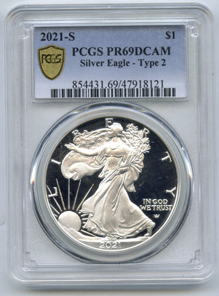 2021-S American Eagle 1 oz Proof Silver Dollar PCGS PR69 DCAM Type 2 - J507