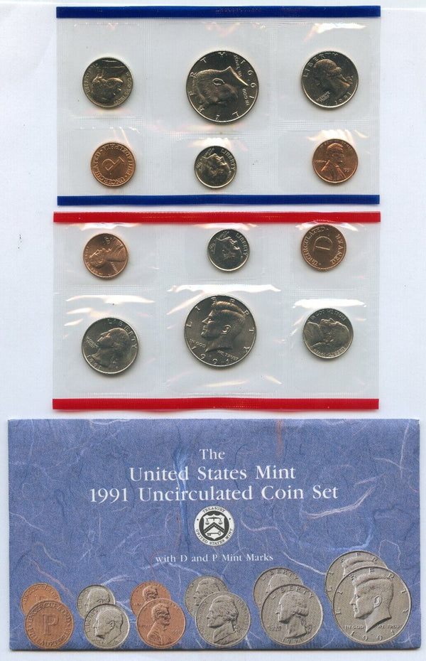 1991 US Uncirculated Mint Set 10 Coin United States Philadelphia Denver P & D