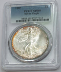 1987 American Eagle 1 oz Silver Dollar PCGS MS68 Toning Toned - C487