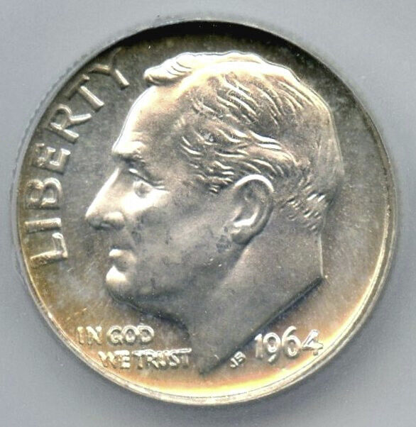 1964-D Roosevelt Silver Dime - Denver Mint - Toning Toned - J736