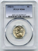 1943-S Jefferson Nickel PCGS MS66 Certified - San Francisco Mint - C65