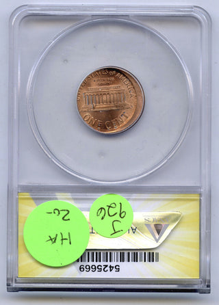 1999 Red Lincoln Cent Penny ANACS MS 64 Off-Center Error Struck 10% - J926