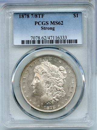 1878-P 7/8TF Morgan Silver Dollar PCGS MS62 Strong Philadelphia Mint - KR875