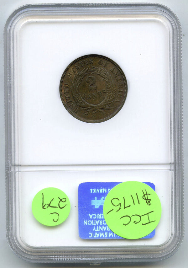 1865 2-Cent Coin Two-Cents NGC MS66 BN Certified - C279