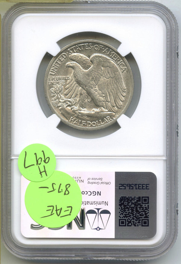 1916-D Walking Liberty Silver Half Dollar NGC AU58 Certified - Denver Mint H997