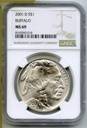 2001-D American Buffalo Indian Silver Dollar NGC MS69 Commemorative Coin - J387