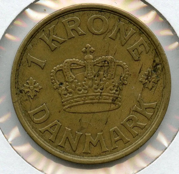 1929 Denmark 1 Krone Coin Danmark - Aluminum Bronze - JJ346