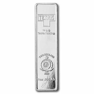 Tetris I Shape Cyan 1 Oz 999 Silver 2023 Niue $2 Coin Tetrimino Block Blue JP430