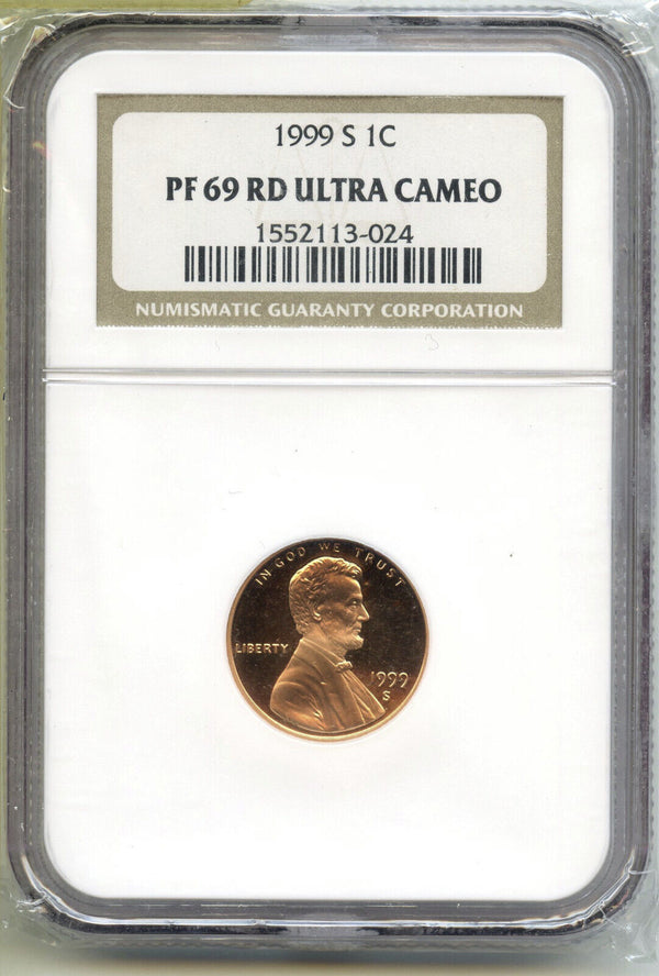 1999-S Lincoln Proof Cent Penny NGC PF 69 RD Ultra Cameo San Francisco Mint G113