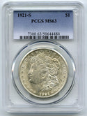 1921-S Morgan Silver Dollar PCGS MS63 Certified - San Francisco Mint - K384