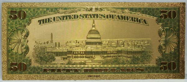 1928 $50 Gold Certificate Novelty 24K Gold Foil Plated Note Bill 6