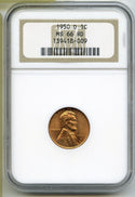 1950-D Lincoln Wheat Cent Penny NGC MS66 RD Certified - Denver Mint - G106