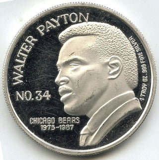 Walter Payton Chicago Bears 999 Silver 1 oz Medal Round Rushing Leader H420