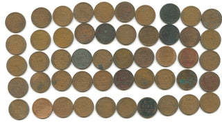 1912-P Lincoln Wheat Cent Roll 50 Coins Circulated  - SR160
