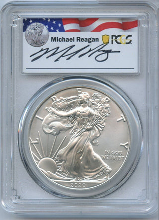 2020 (S) Silver Eagle 1 oz PCGS MS70 Emergency First Day Reagan Signature JN776