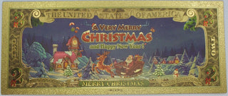 Merry Christmas X-Mas Santa Holidays $2 Gold Foil Note Stocking Stuffer GFN70