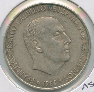 1966 Spain 100 Pesetas Silver Coin Franco - SR84