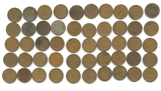 1913-P Lincoln Wheat Cent Roll 50 Coins Circulated  - SR159