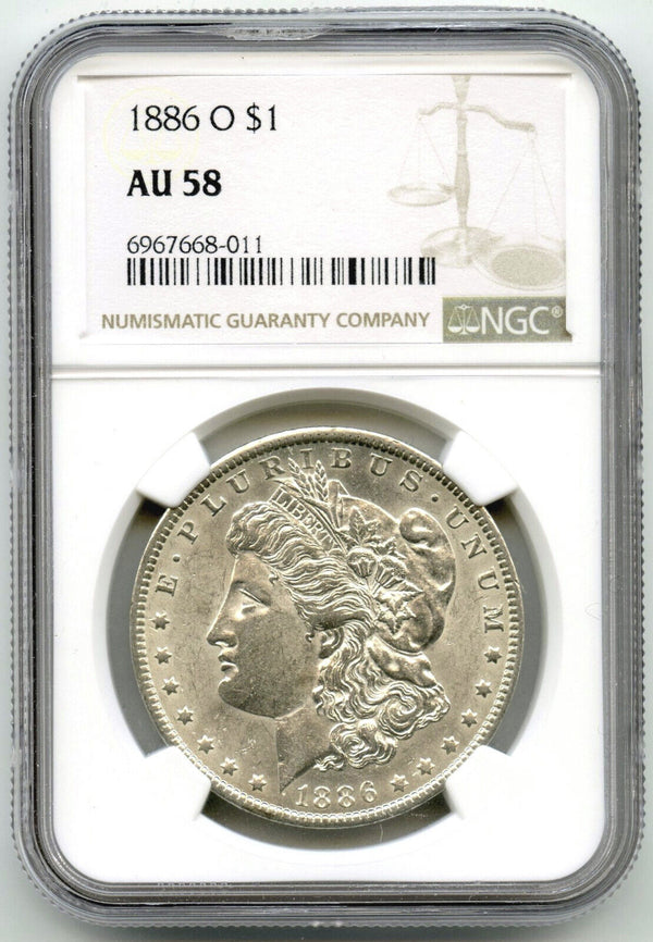 1886-O Morgan Silver Dollar NGC AU 58 Certified - New Orleans Mint - K367