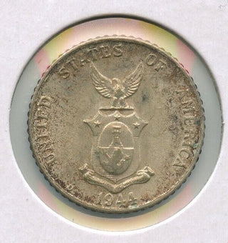 1944-D  Philippines .7500 Silver Coin 10 Centavos Toned Toning  - SS47