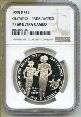 1995-P Paralympics Olympics Proof Silver Dollar NGC PF69 Ultra Cameo Coin - J395