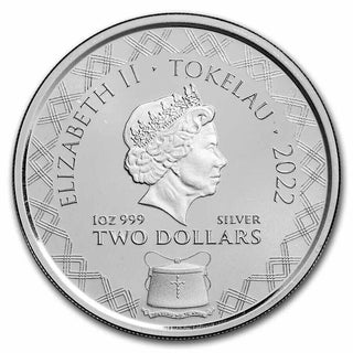 2022 Tokelau 1 oz 999 Silver 2 Dollar Komodo Dragon Queen Elizabeth II - SR367