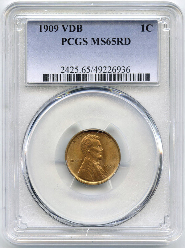 1909 VDB Lincoln Wheat Cent Penny PCGS MS65 RD Certified - Philadelphia - H328