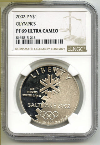 2002-P Salt Lake Olympics Proof Silver Dollar NGC PF69 Ultra Cameo Coin - J398