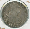 1804 MO TH Mexico Silver 8 Reales Coin Moneda Charles IV - SR625